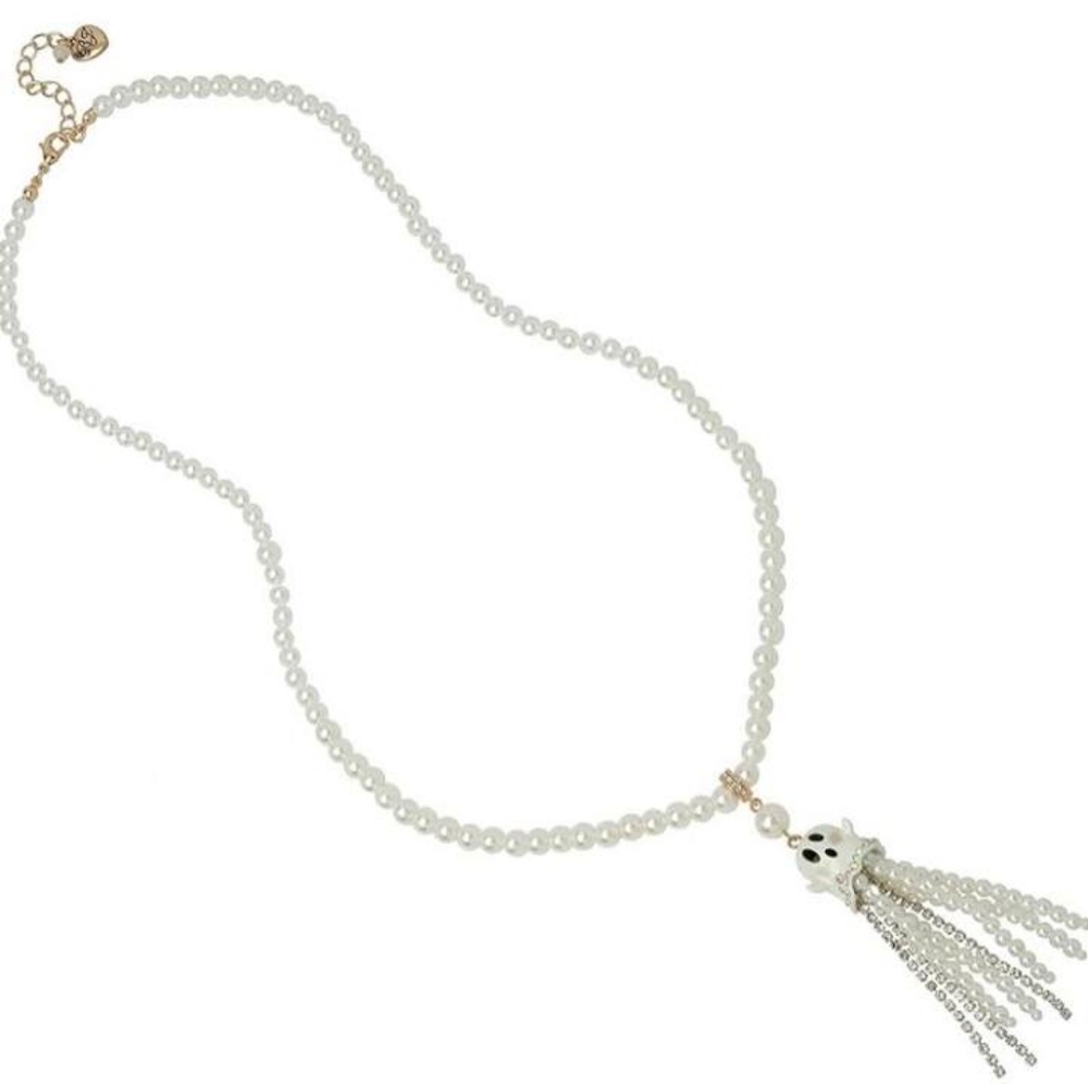 Betsey Johnson Ghost Fringe Pendant Necklace